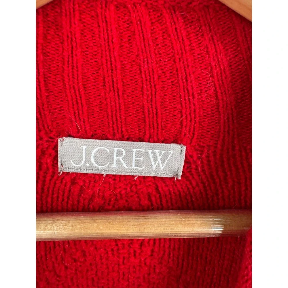 J.Crew Red Cable Knit Sweater merino wool alpaca oversized 90s money sz M